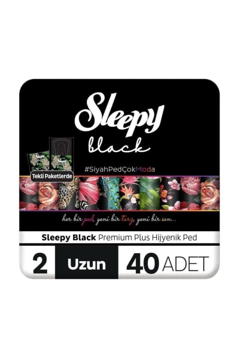 Sleepy Black Premium Plus نواربهداشتی بلند ۴۰ عددی