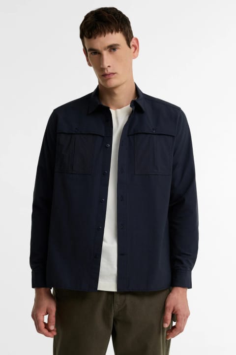 شومیز پوپلین Barbour مدل Eastgill رنگ NY74 سرمه‌ای