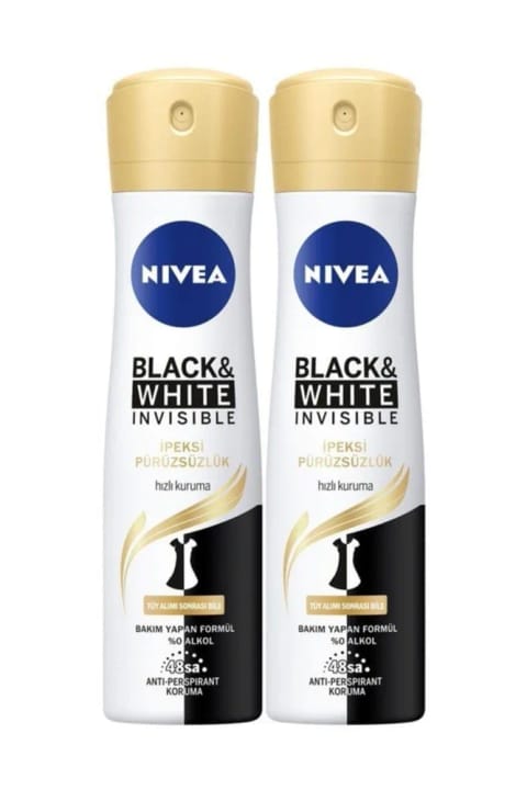 NIVEA Black & White اسپری ابریشمی نرمی، ۱۵۰ میلیلیتر × ۲ عدد
