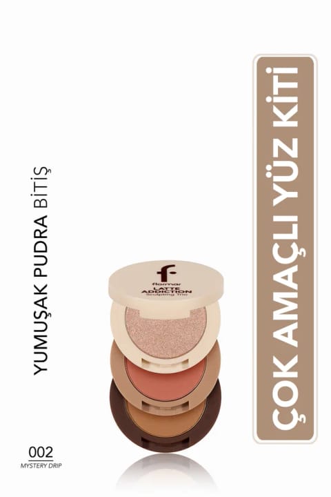 پالت چندکاره رژ گونه و هایلایتر و برنزر سه طبقه Flormar Latte - 002 M...