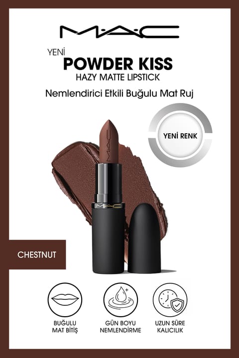 رژ لب مات مخملی مرطوبکننده M.A.C Powder Kiss Hazy Matte Lipstick - Ch...
