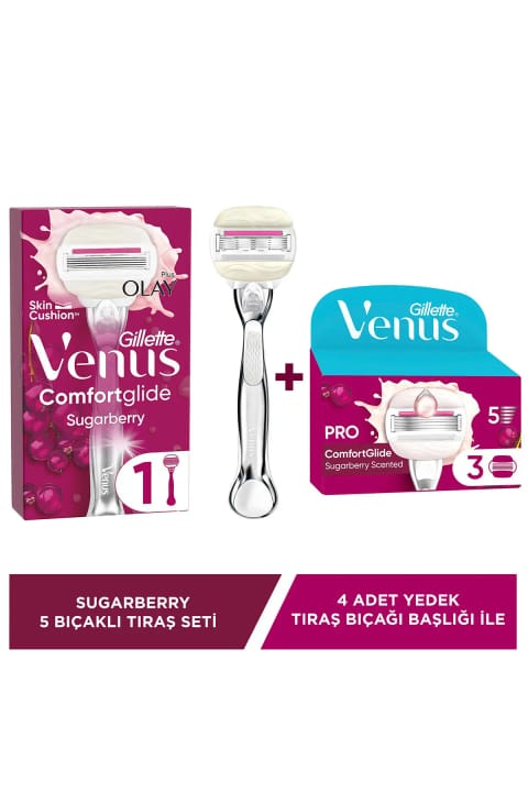ماشین اصلاح Gillette Venus Comfort Glide Sugarberry + 4 عدد تیغ یدکی