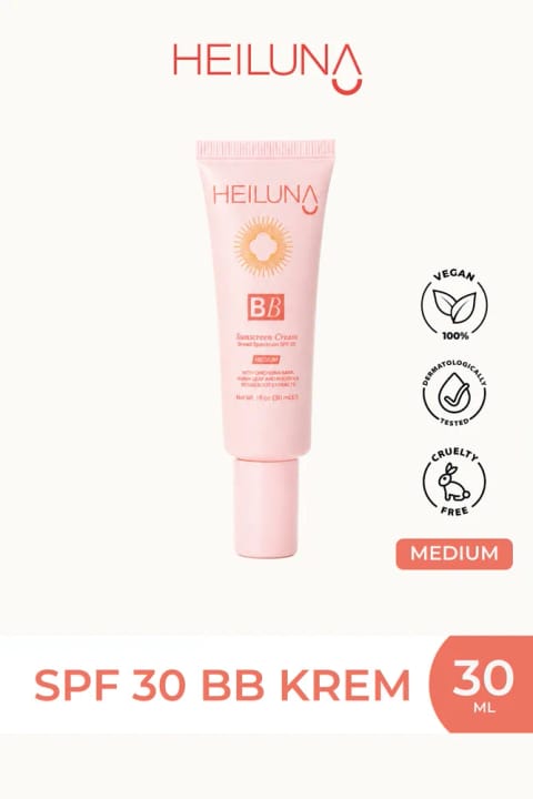 Heiluna SPF 30 BB کرم 30 میلیلیتری مدیوم، روشنکننده با Niacinamide و Aloe Vera