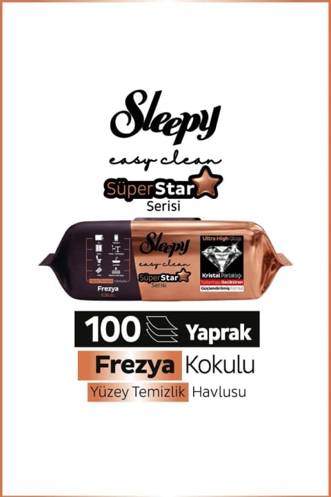 دستمال حولهای تمیزکننده سطوح Sleepy Easy Clean SüperStar لاله ۱۰۰ برگ