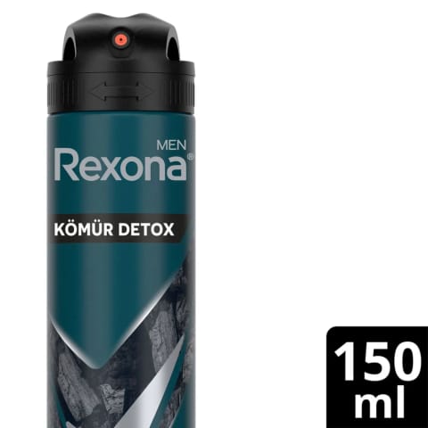 Rexona Men اسپری دئودورانت مردانه زغال فعال Detox محافظت ۷۲ ساعته ۱۵۰ میلیلیتر