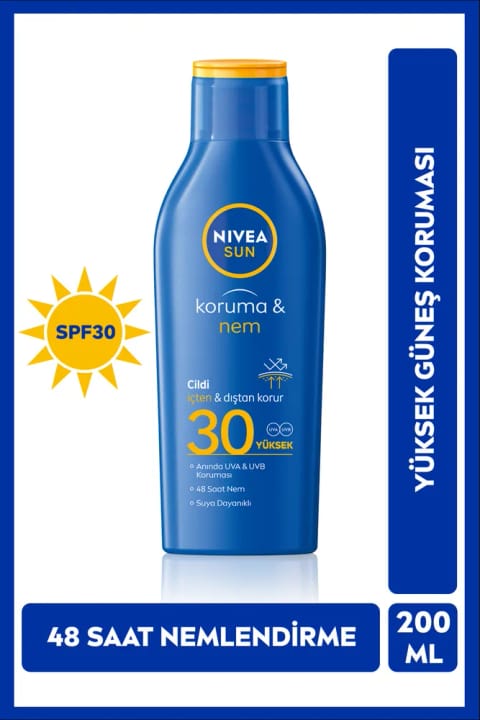 NIVEA SUN SPF30 محافظ و مرطوب‌کننده لوسیون بدن ضد آفتاب 200 میلی‌لیتر