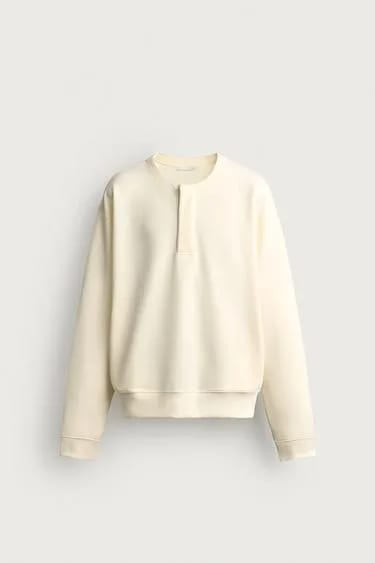 Relaxed Fit هودی یقه هنلی