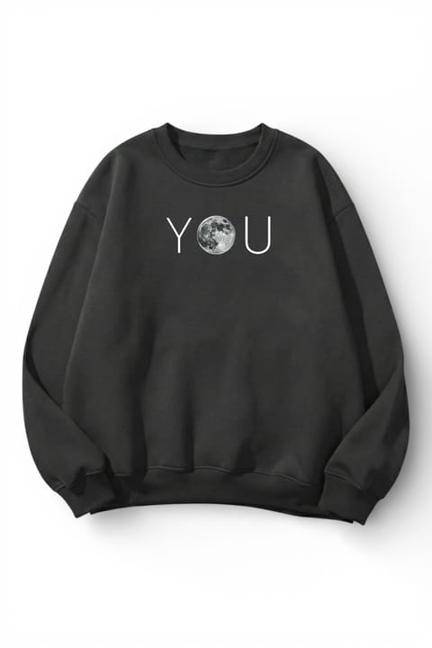 سویشرت اورسایز یونیسکس uyguntarz مدل You Moon چاپی طرحدار با بافت نرم 3 نخ