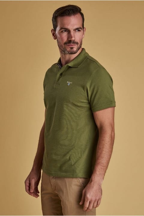 پولو یقه پیكه طرح تارتان Barbour مدل OL39 رنگ زیتونی سوخته