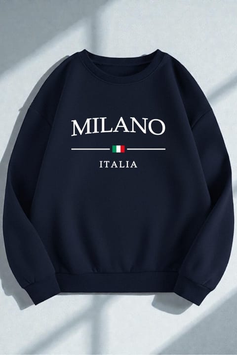 سویشرت یقه گرد چاپدار طرح Milano Italia یونیسکس uyguntarz