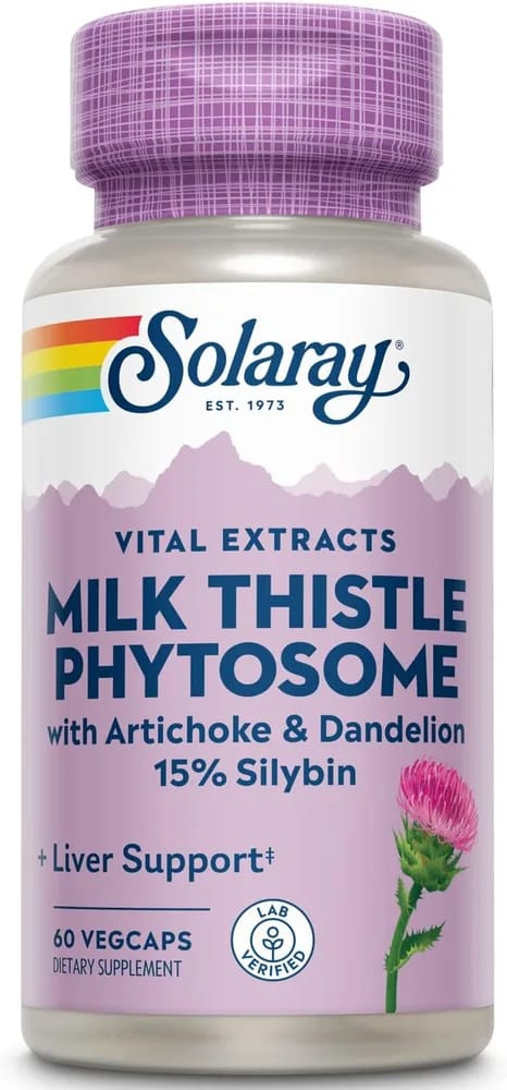 SOLARAY Milk Thistle Phytosome with Artichoke Dandelion and Ginger Liver 60 Caps