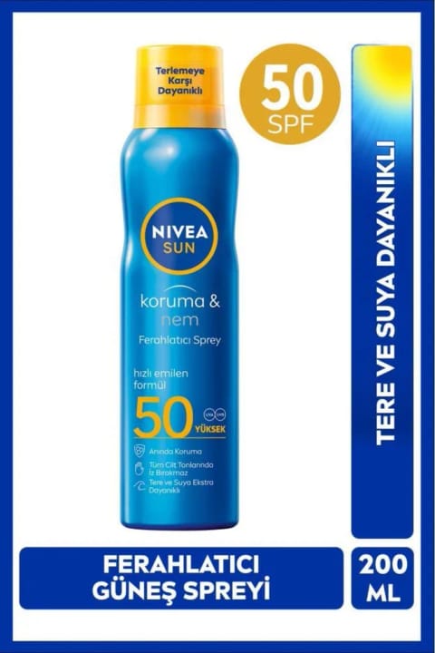NIVEA SUN SPF50 ضدآفتاب و اسپری خنککننده بدن ۲۰۰ میلیلیتر، مقاوم به آب