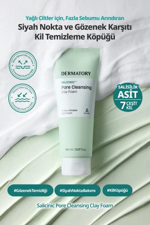 DERMATORY پاککننده فومی Clay برای جوشهای سرسیاه و منافذ پوست