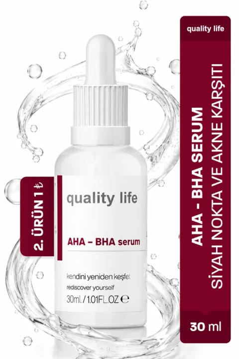 Quality Life AHA BHA سرم شادابکننده و یکدستکننده رنگ پوست قرمز پیلینگ