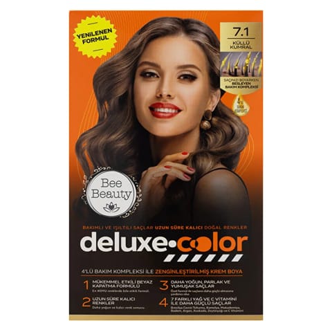 رنگ مو Bee Beauty Deluxe Color Kit 7.1 خاکستری دودی
