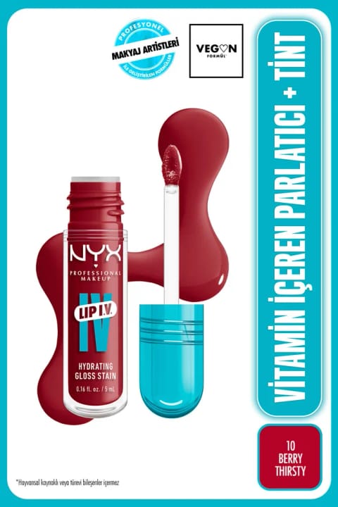 NYX Professional Makeup LIP I.V. براق‌کننده و تینت حاوی ویتامین - 10 Berry T...