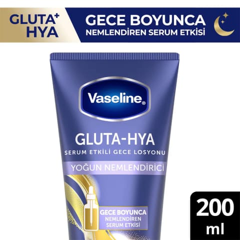 وازلین لوسیون شب Gluta Hya با اثر سرم، مرطوبکننده قوی ۲۰۰ میلیلیتر