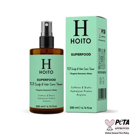 Hoito Superfood تونیک مراقبت از مو و پوست سر ضد ریزش با آب ارگانیک رزماری ۲۰۰ میلی‌لیتر
