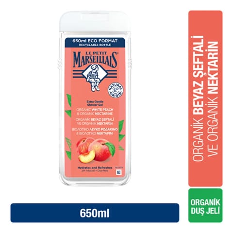 Le Petit Marseillais ژل دوش هلو سفید و شلیل 650 میلیلیتر