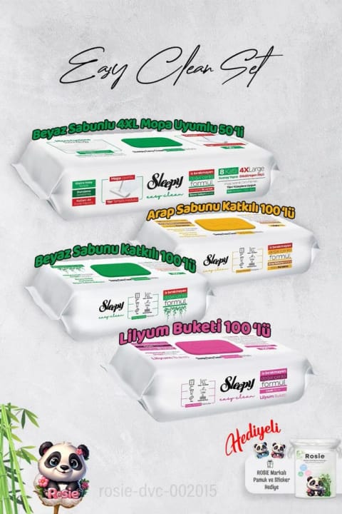 دستمال تمیزکننده سطوح Sleepy با بوی صابون عربی، لیلیوم و صابون سفید، بسته 4 عددی XL 50 تایی