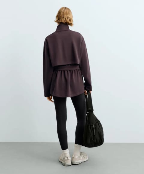 Long Piqué Jacket with Belt