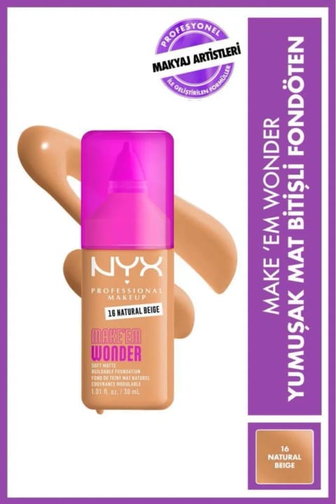 NYX Professional Makeup Make’ Em Wonder فونداسیون مایع با پایانی مات و نرم - سایه 16