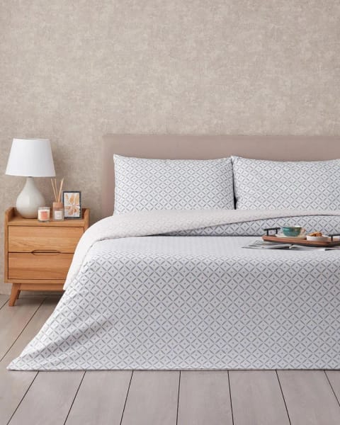 ست روتختی یک نفره Diamond Bloom با ملحفه، اتوکشی آسان، 160x220 سانتی‌متر، آبی - صورتی