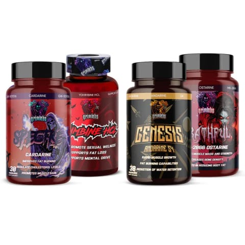 کیت شروع FAT INDICATOR GRIMLABS شامل SPECTRE CARDARINE و GENESIS ANDARINE S4 و WRATHFUL MK2866 و YOHIMBINE HCL