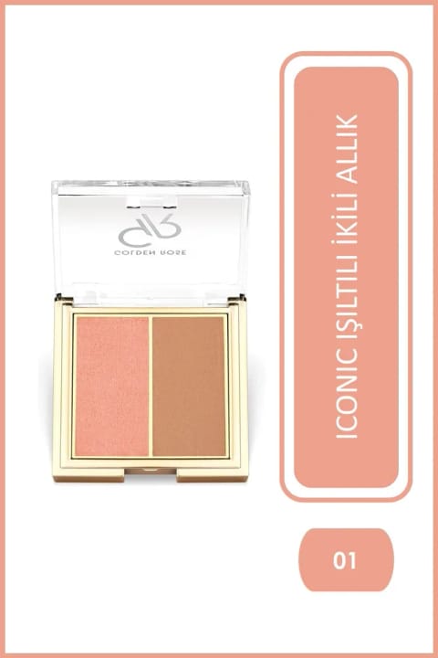 Golden Rose Iconic Blush Duo شماره ۰۱ رز و نود - رژگونه دولایه مات و ساتن
