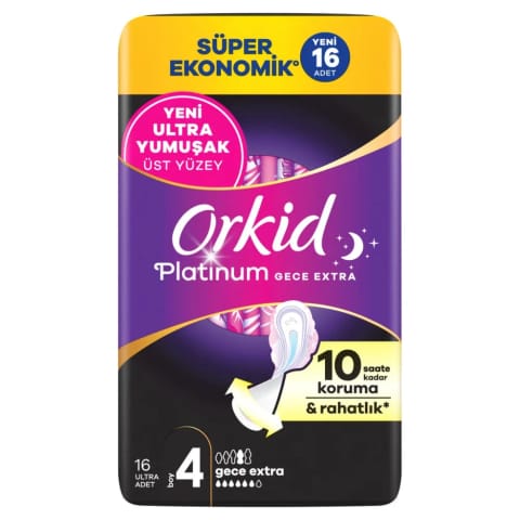 Orkid Platinum شبانه اکسترا (سایز 4) نوار بهداشتی 16 عددی