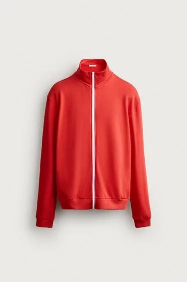 RELAXED FIT CONTRAST ZIP SWEATSHIRT