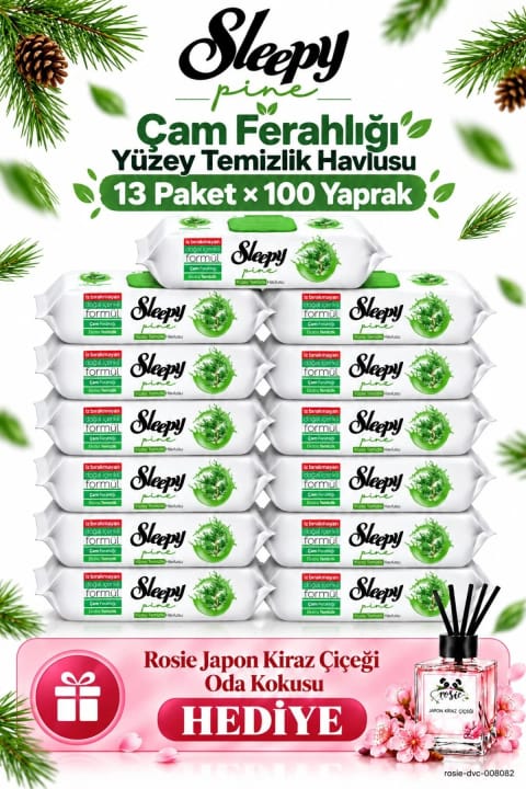 دستمال تمیزکننده سطوح Sleepy Pine با طراوت کاج، مگا ست ۱۳ عددی، ۱۰۰ برگ
