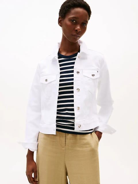 کاپشن جین سفید اسلیم زنانه Tommy Hilfiger