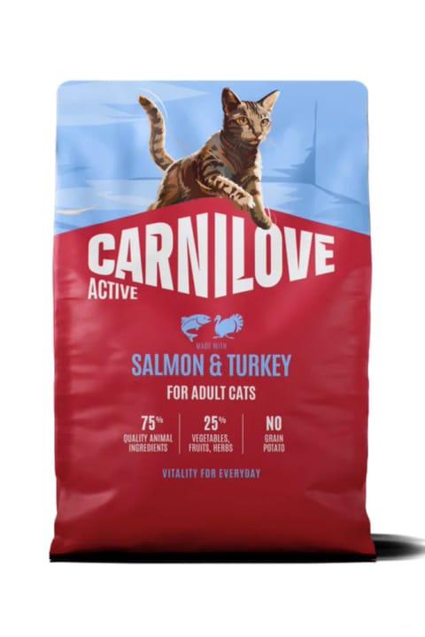 Carnilove ACTIVE بدون غلات مخصوص گربه‌های بالغ با گوشت سالمون و بوقلمون (غذای خشک)
