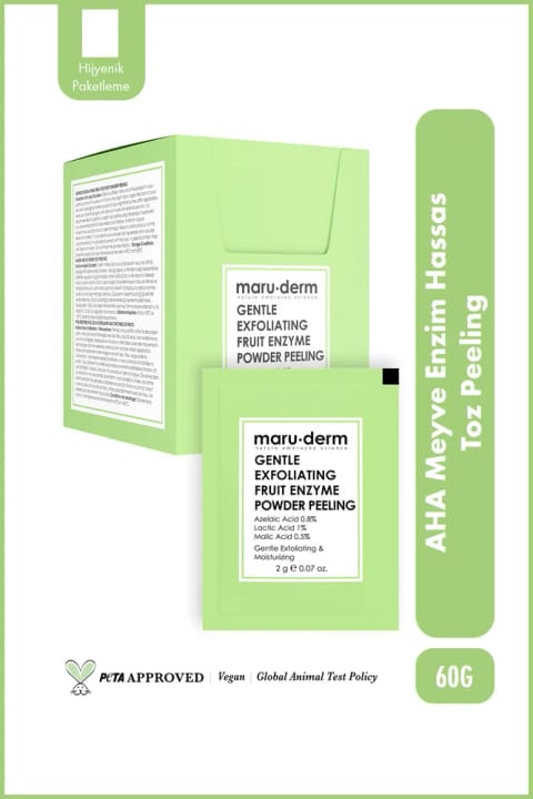Maru.Derm AHA میوه آنزیم پودر لایهبردار حساس 60 گرم (Azelaik Asit 0.8% + Laktik A...)