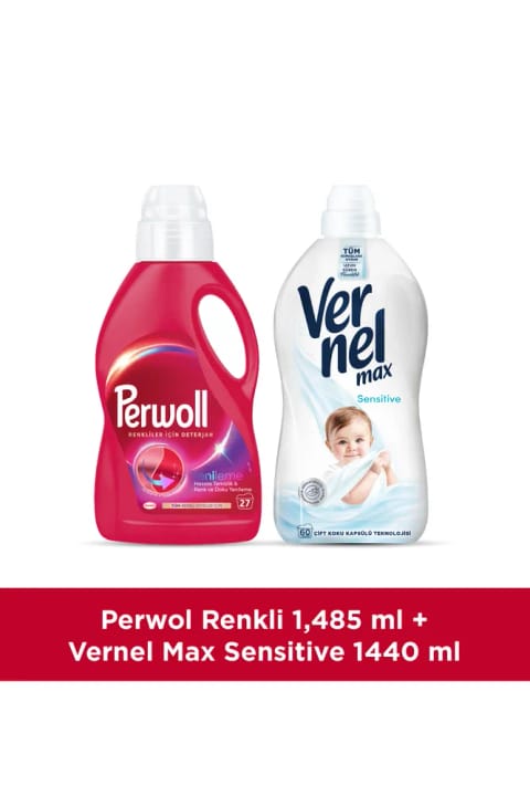 Vernel Max Sensitive 1,44L + Perwoll Renkli 1,485