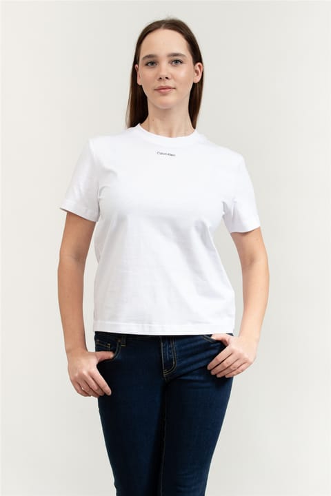 تی‌شرت آستین کوتاه Calvin Klein مدل Classic Logo یقه گرد زنانه سفید