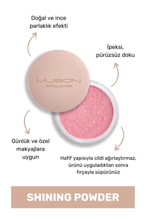 Muson Shining Powder Shimmery Pink - پودر تثبیت‌کننده صورتی روشن درخشان