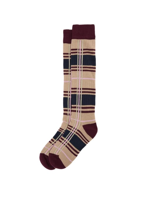 جوراب بلند Barbour Wellington Tartan PI18 Gardenia Tartan