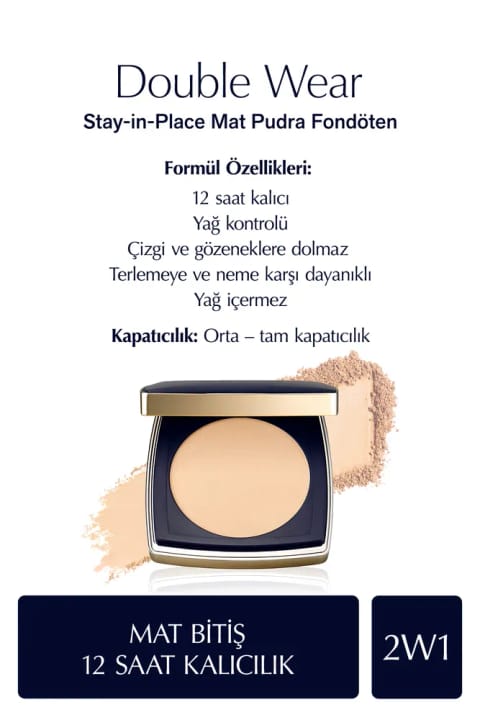 Estee Lauder Double Wear Stay-in-Place مات پودر فوندوتن - 2W1 Dawn