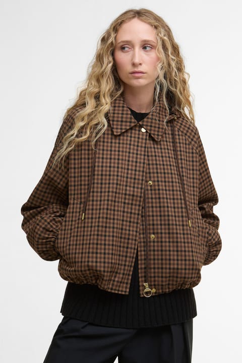 کاپشن ضدآب Barbour Audrey BR51 طرح چهارخانه Vicuna Gingham Check