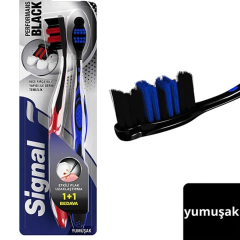 Signal Performans Black موثر در پلاکگیری مسواک 1+1 (نرم)