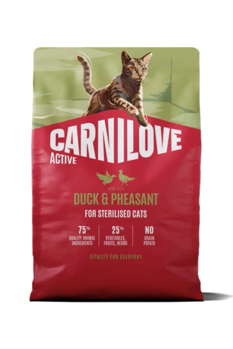 Carnilove ACTIVE بدون غلات برای گربه‌های بالغ عقیم‌شده با اردک و قرقاول...