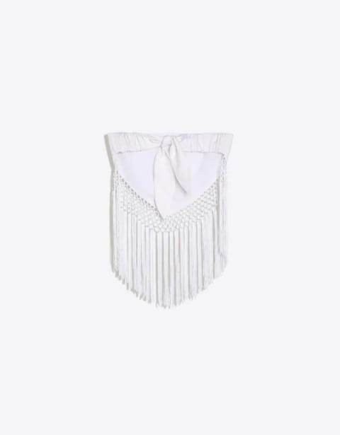Bershka تاپ باندو ژاکارد با حاشیه ریشریش
