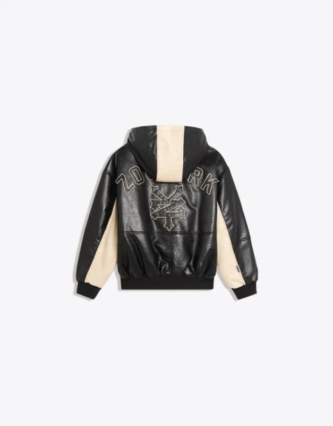 ZOO YORK X BERSHKA کاپشن هودی چرم مصنوعی
