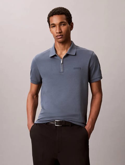 تیشرت پولو زیپ‌دار اسلیم سوپیما مردانه Calvin Klein