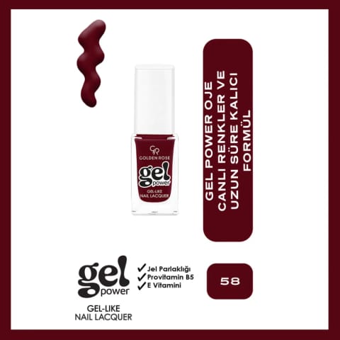 Golden Rose Power Gel Like Nail Oje No: 58