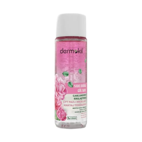 Dermokil %100 طبیعی گلاب میسلار واتر پاککننده آرایش دو فاز 150 میلیلیتر