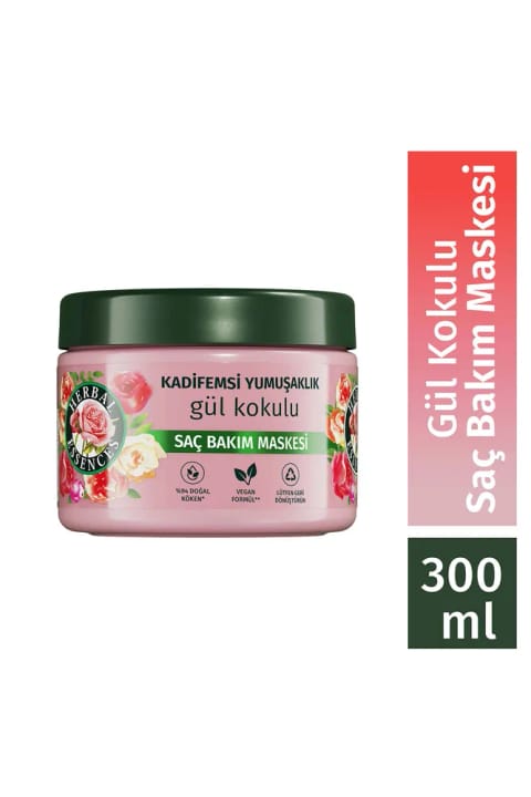 هربل اسیسنس ماسک مو با رایحه گل رز، نرمی مخملی 300ml