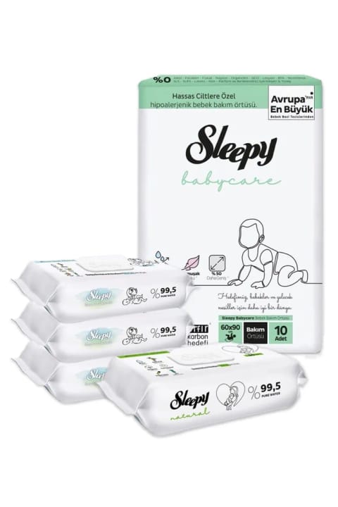پوشک یکبارمصرف Sleepy 10 عددی و دستمال مرطوب 210 برگی